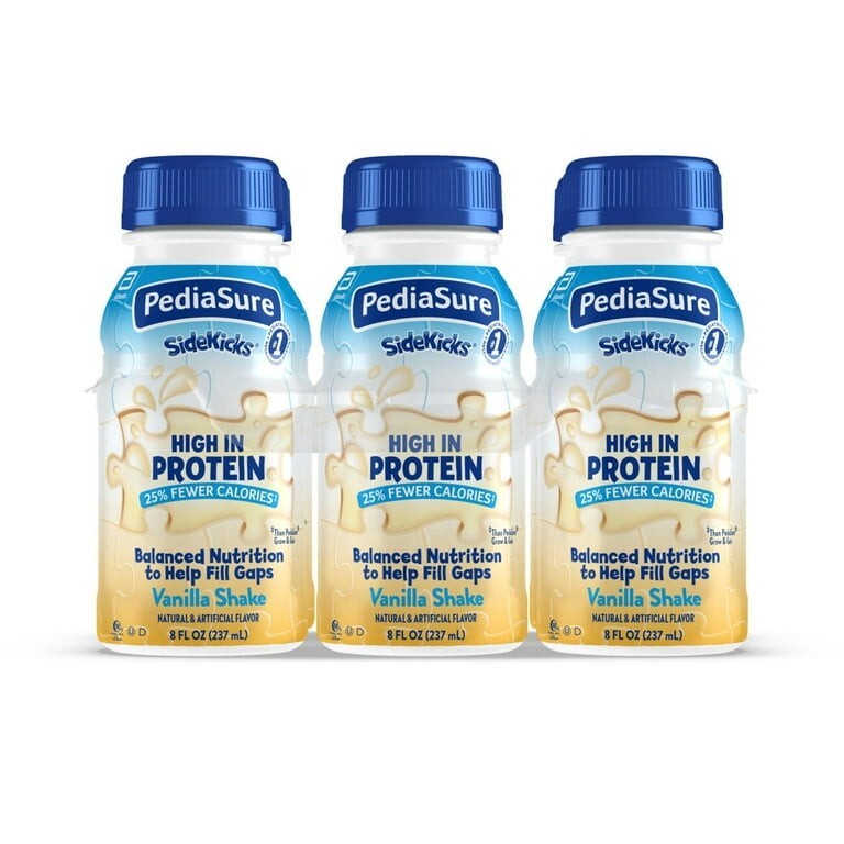 (12 BOTTLES) PediaSure SideKicks Protein Vanilla Shake-8 fl 