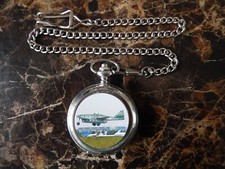 MESSERSCMITT ME262 FIGHTER AIRCRAFT CHROME POCKET WATCH WITH CHAIN 2