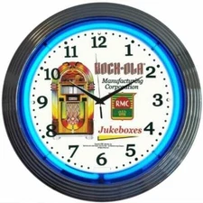 ROCKOLA JUKE BOX BLUE NEON CLOCK  8ROCXX  by Neonetics