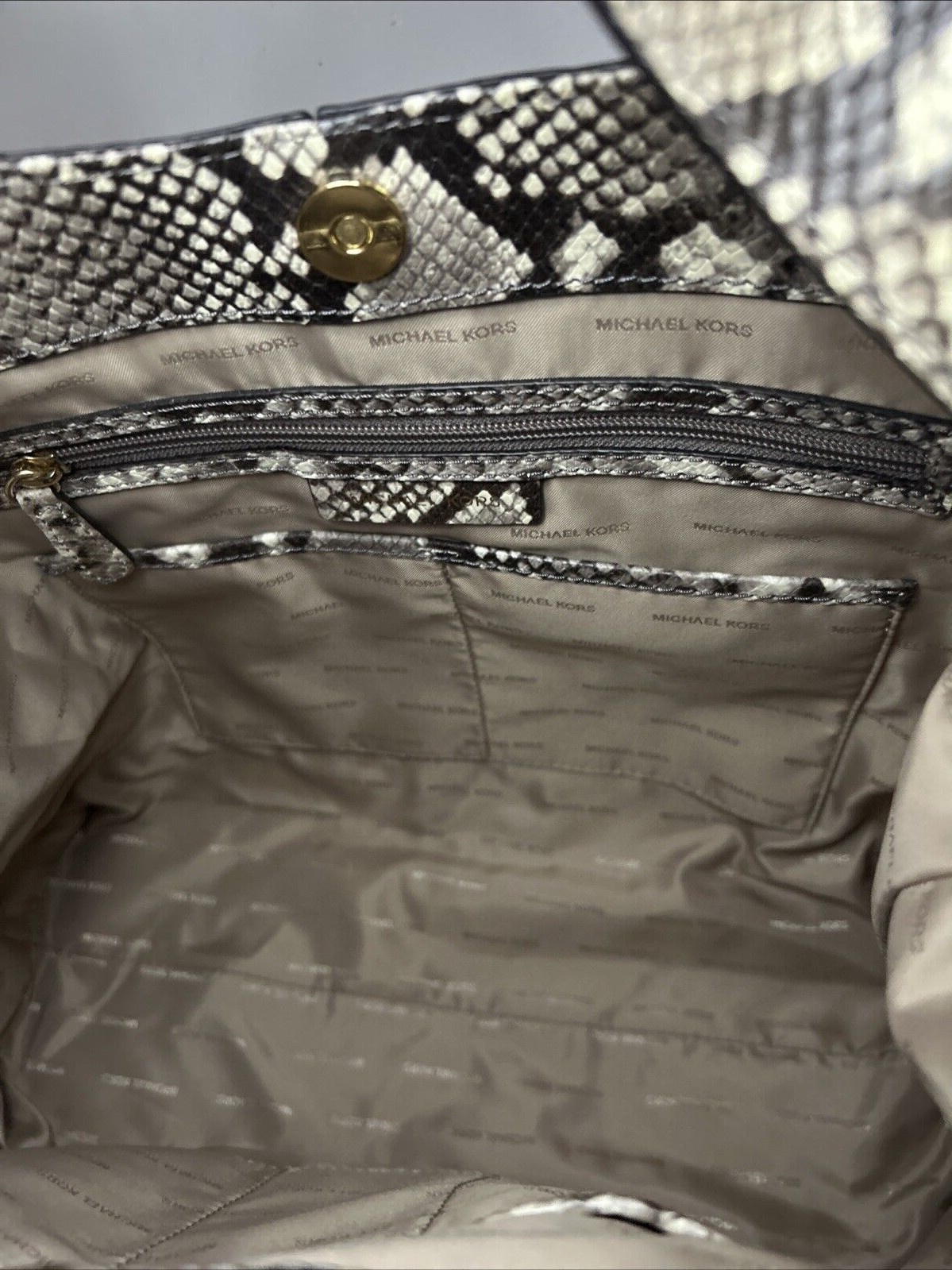 Michael Kors Brown Leather Python Snake Shoulder … - image 12