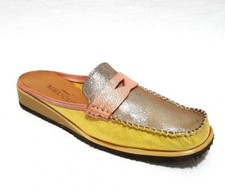 Sesto Meucci Women's Mosca Gold Pink Yellow Soft Leather Mule Sz US 6.5 Narrow
