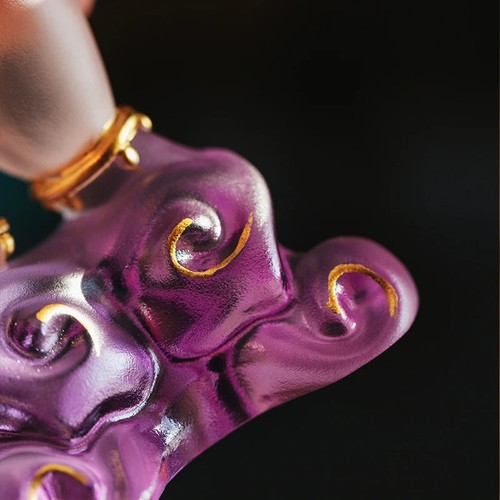 Vetro a mano loto rosso sfumato viola base moire decorazione gioielli - Foto 10 di 11