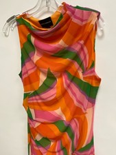 Donna Morgan Size 8 Pink/Purple Orange/Green Swirl Maxi Ladies Dress