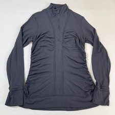 Lululemon Cypress Kiss 1/2 Zip Jacket Womens 10 Black Ruffled Pullover Run Gym