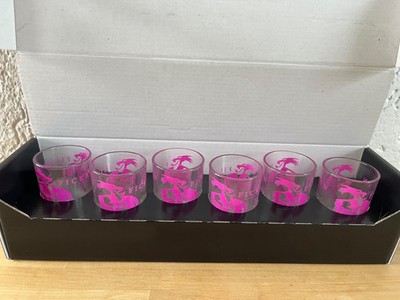 6x FICKEN Shot Gläser Set  Schnapsglas Transparent Pink Logo 7cm Neu OVP
