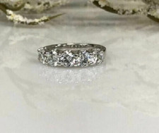 2Ct Round Lab-Created Diamond Women's Band Engagement Ring 14K White Gold Plated