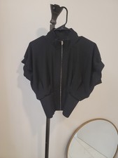 Louis Vuitton Uniform Zippered Vest Short Sleeve Black Jackey Size 34