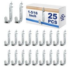 25 Pack Cable Support J Hook with Beam Clamp, Heavy Duty Metal Wire 1-5/16 Inch