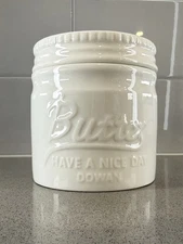 DOWAN Porcelain French Butter Keeper Crock White Embossed Butter Farmhouse 2 pc