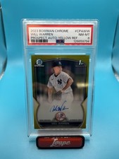 Will Warren 2023 Bowman Chrome 1st Bowman Yellow Refractor 40/75 Yankees PSA 8
