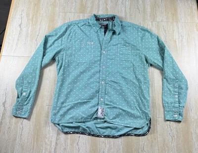 TRUKFIT Mens Size L Shirt Green White Star Print Long Sleeve Button Up Lil Wayne