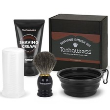 Travel Shaving Brushes Kit For Men, 4 In 1 Shaving Brush Set With Badger Hair...
