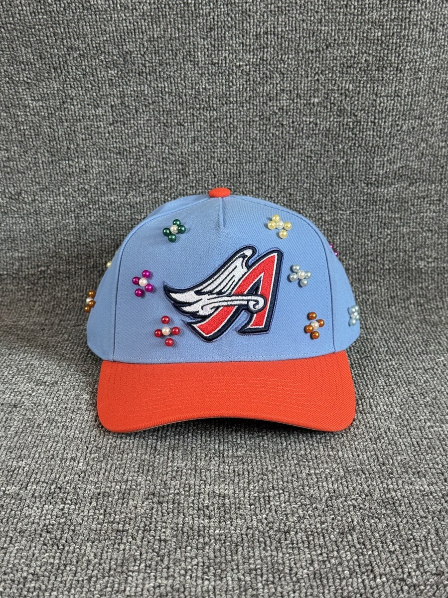 Mitchell & Ness Anaheim Angels Snapback Hat Blue Orange Curved Brim