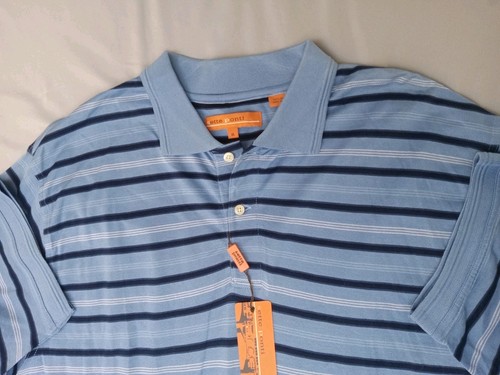 Setti Ponte Mens Sz XL Tall Blue Stripe Polo Short Sleeve Cotton Nwt Golf - Picture 4 of 9