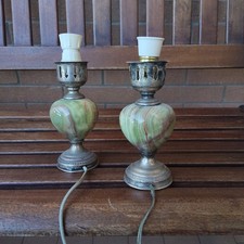 Coppia Lampade Abat Jour Onice Argento Vintage Comodino.