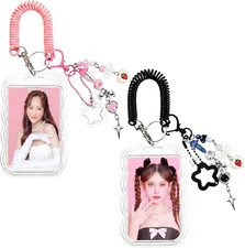 2 Pcs Photocard Holder Keychain Kpop Photo Card Holder Star Wave Photocard with