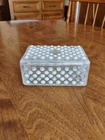Vintage Fenton Hobnail Opalescent White / Blue Moonstone Glass Trinket Box