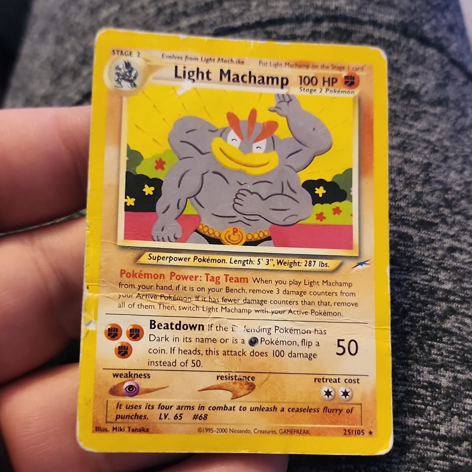 Pokémon Light Machamp Stage 2 Fighting 100 HP Neo Destiny 25/105 50 Attack Card