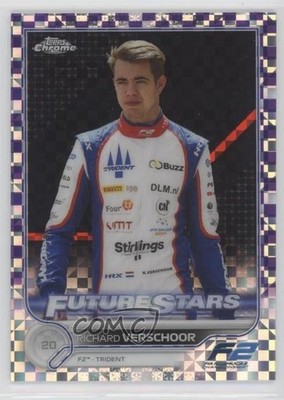 2022 Chrome Formula 1 Purple Checker Flag Refractor /199 Richard Verschoor 18ms
