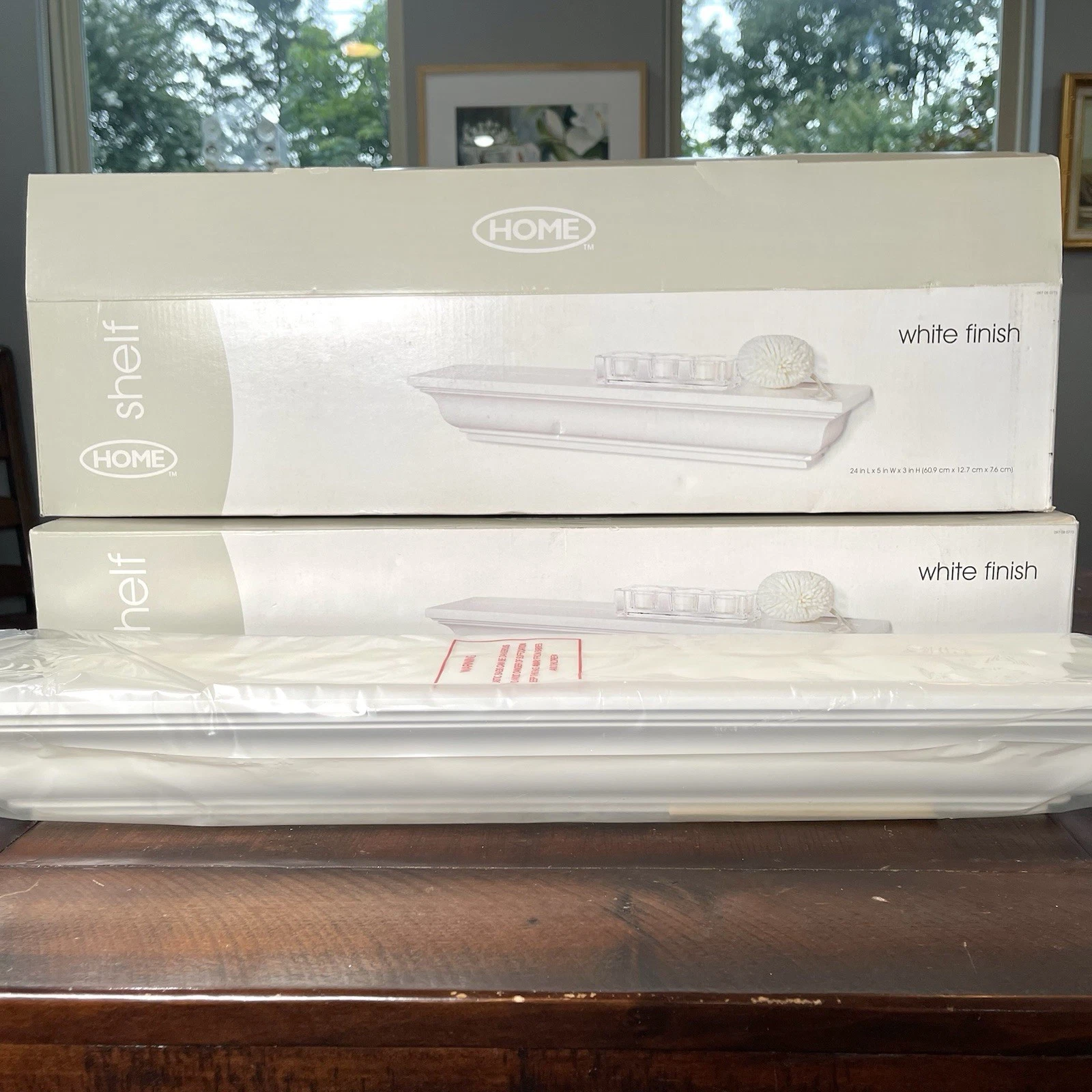 NIB Pair of Target Home White Shelf Shelves 24x5x3 Hardware & Instructions Incl