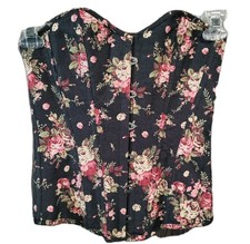 Floral Corset Size M Overbust Boned Cosplay Cottage Whimsical Lace Up