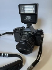 Pentax MV-1 SLR 35mm Film Camera with Focal M-200 Flash