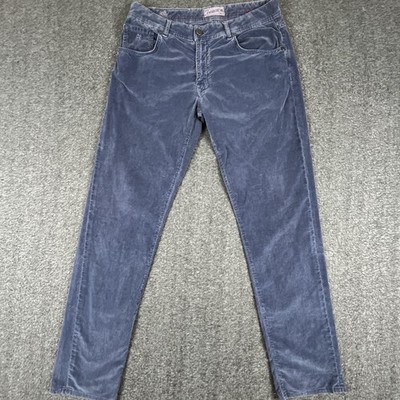 Marco Pescarolo Pants Mens 32x31 Blue Nerano1 Corduroy Chino Straight Casual