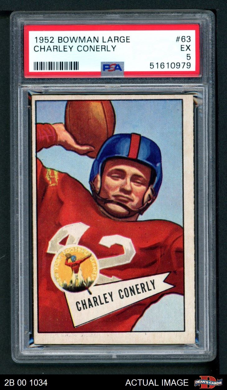1952 Bowman Large #63 Charley Conerly Giants-FB SHORT-PRINT Mississip PSA 5 - EX