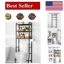 Over The Toilet Storage Cabinet, Metal Bathroom Shelf Organizer with Paper Ho...