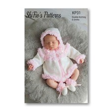Knitting Pattern for Baby Loopy Matinee Jacket, Bonnet and Bootees, DK, KP31