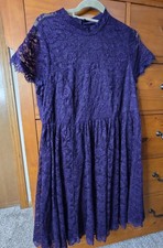Torrid Lace Dress Size 16 Purple Skater A Line Dressy Knee Length Floral 