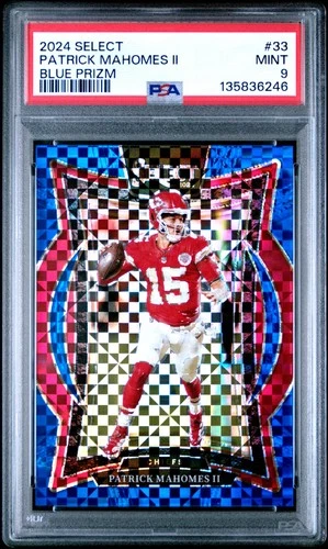 2024 PANINI SELECT BLUE PRIZM #33 PATRICK MAHOMES II 83/249 PSA 9