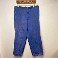 Vintage Jantzen Sport Pants Casual Straight Leg Solid Blue Elastic Button 90s 36