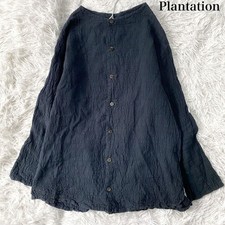 ISSEY MIYAKE Top Plantation Shirring Shirt Blouse Wrinkle Process M Navy