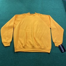 Vintage BLANK Sweatshirt Mens XL Yellow 80S 90S Plain Sweater USA MADE