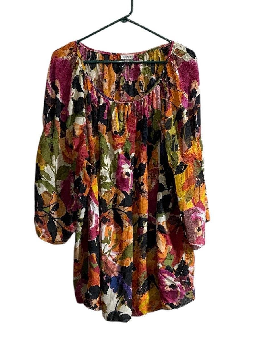 Avenue Blouse Women's 22/24 Colorful Pullover Bold Resort Vacation Artsy
