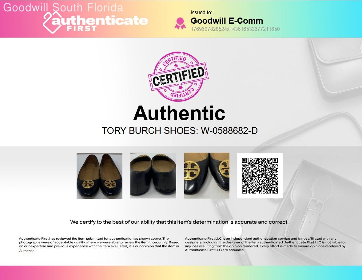 Authentic Tory Burch Womens Chelsea Black Cap-Toe Ballet Flats Size 8.5M Worn thumbnail 2