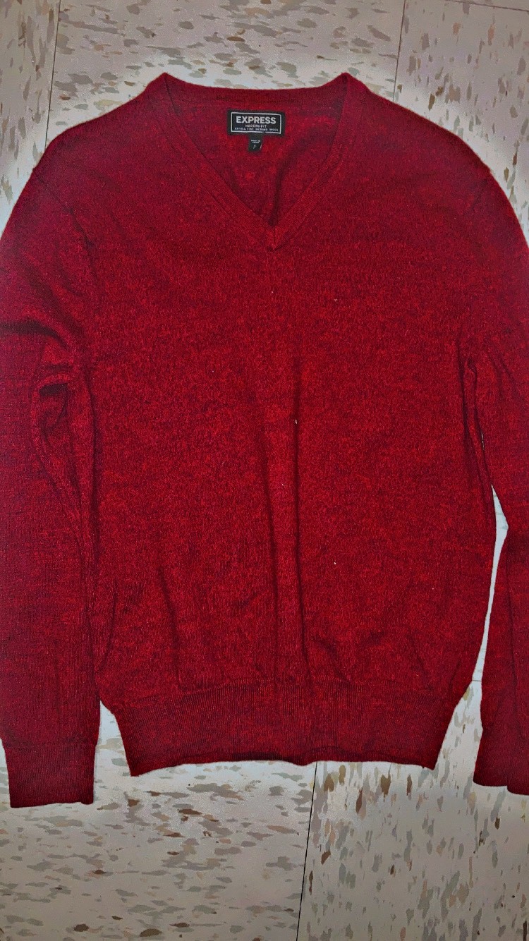 Express Merino Wool Blend V-Neck Sweater Burgundy Men’s Long Sleeve size Medium