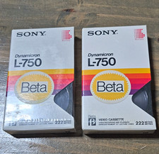 Sony Dynamicron L-750 Betamax Video Cassette Tape Lot of 2, 222m Sleeve.madeUSA