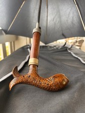 Vintage Comoy's Of London Umbrella Fish Head Spring Loaded Italy