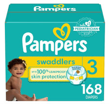 Pampers 168 Pack Swaddlers White Unisex Size 3 Disposable Baby Diapers