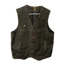 Wyoming Traders Virgin Wool Vest Western With Logo 4 Pockets Lining Large Gray 