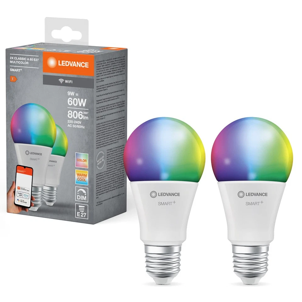 4 x Ledvance Smart+ LED A60 Birne 9W = 60W E27 RGBW 2700K-6500K Dimmbar App WiFi - Bild 2 von 4