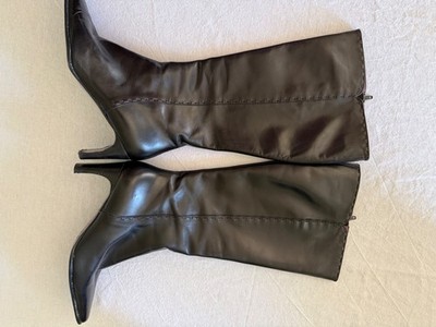 Marina Rinaldi Knee High Black Leather Boots made in Italy, 40 EU