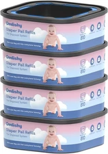 4-Pack Jumbo Square Bag Refill Compatible w/ Diaper Genie COMPACT - Odor Control