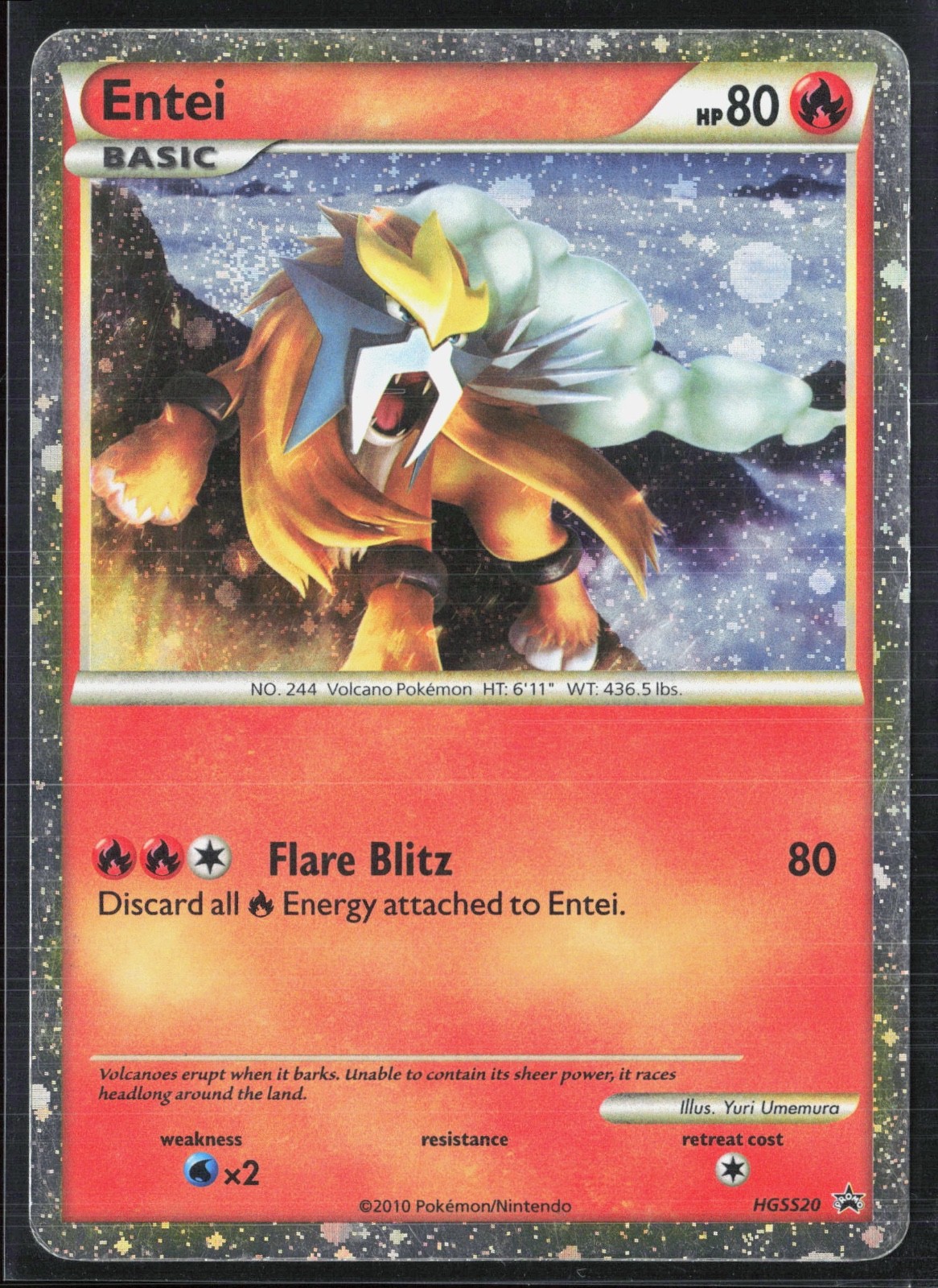Entei HGSS20 Black Star Promo 2010 Holo Rare Pokémon Card