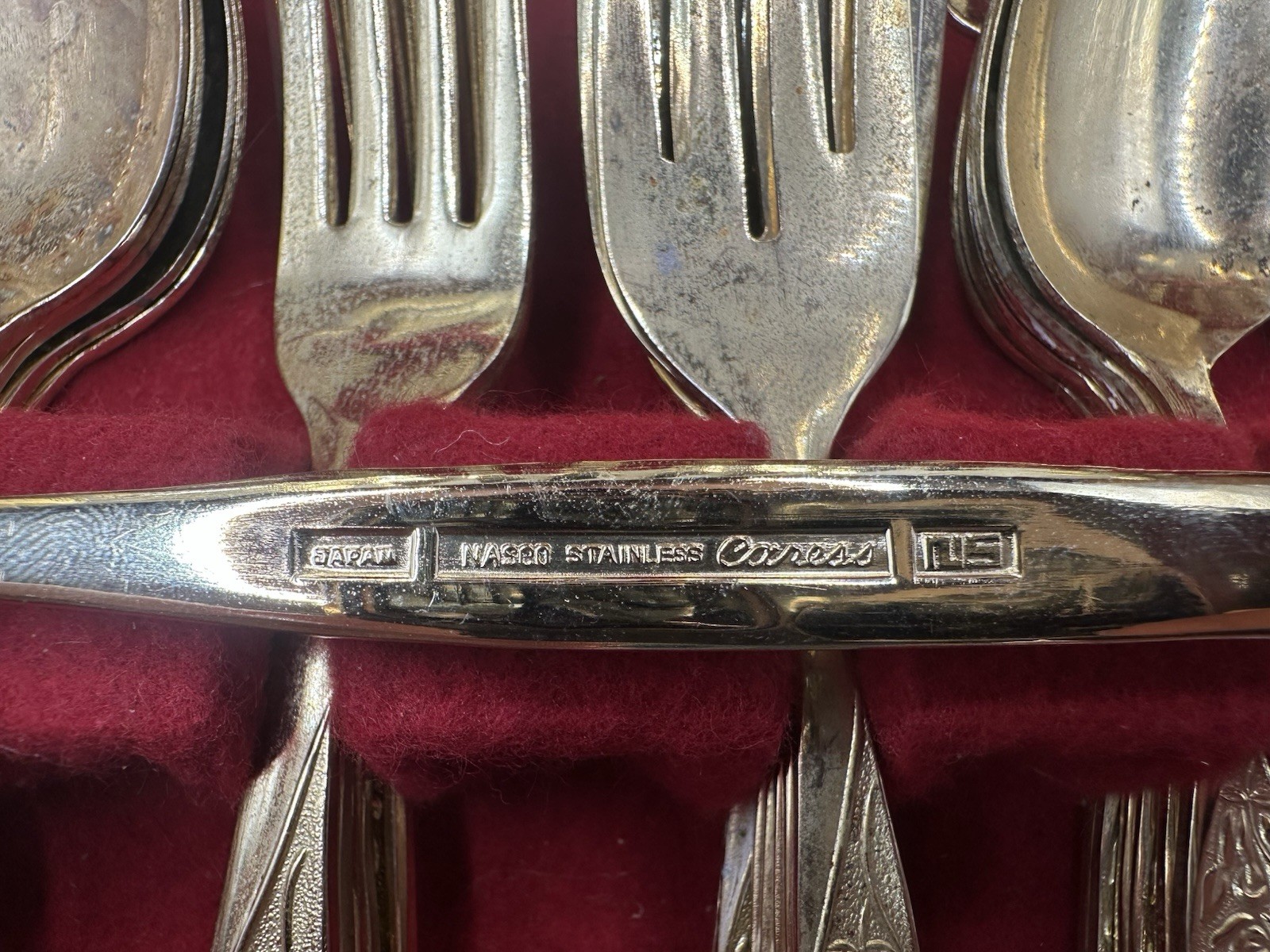 Nasco Caress Stainless Gold Plated Lot Of 37 + 14 Gold Pieces Marked Japan VTG