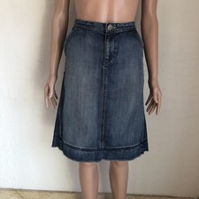Banana Republic Premium Denim Blue Wash Midi Jeans Skirt Women  s Size 6 Pockets