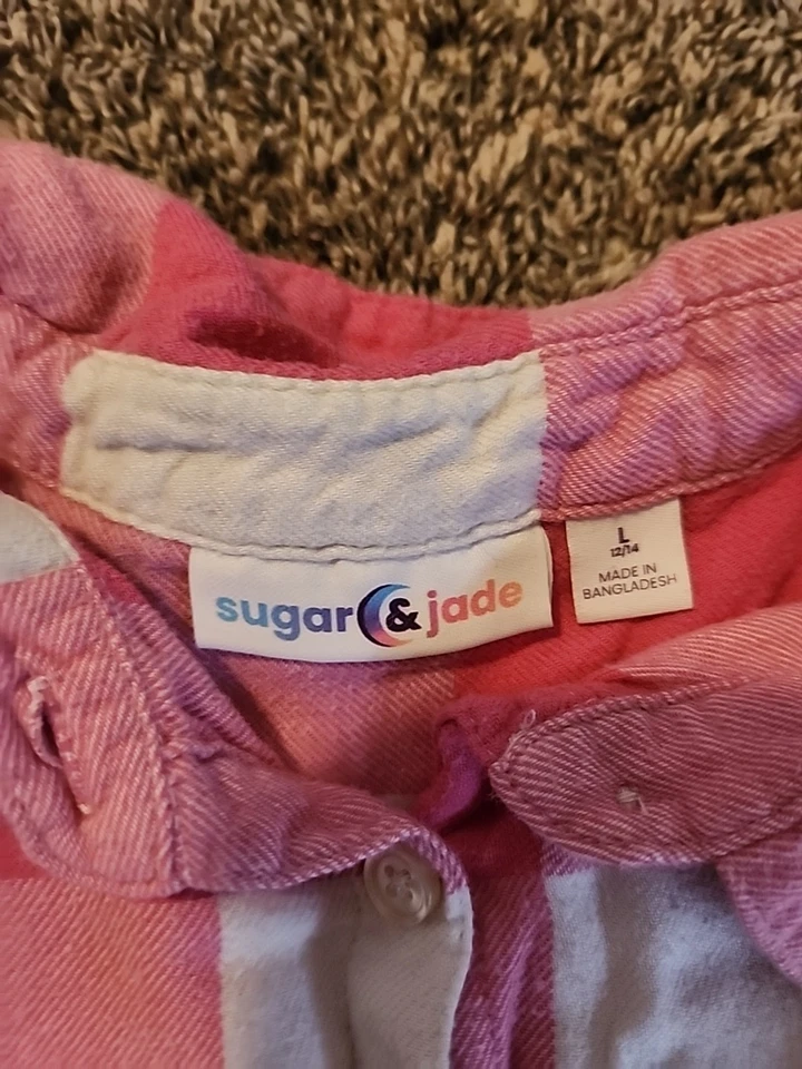 Girls Long Sleeve Button Up Dress Shirt Size Lg - Image 2 of 2