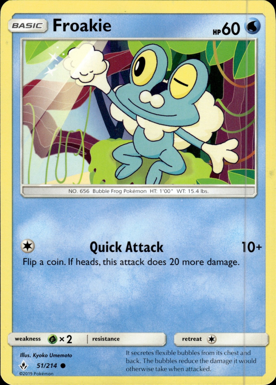 Pokemon TCG Card Froakie Water SM - Unbroken Bonds SM10 51/214 2019